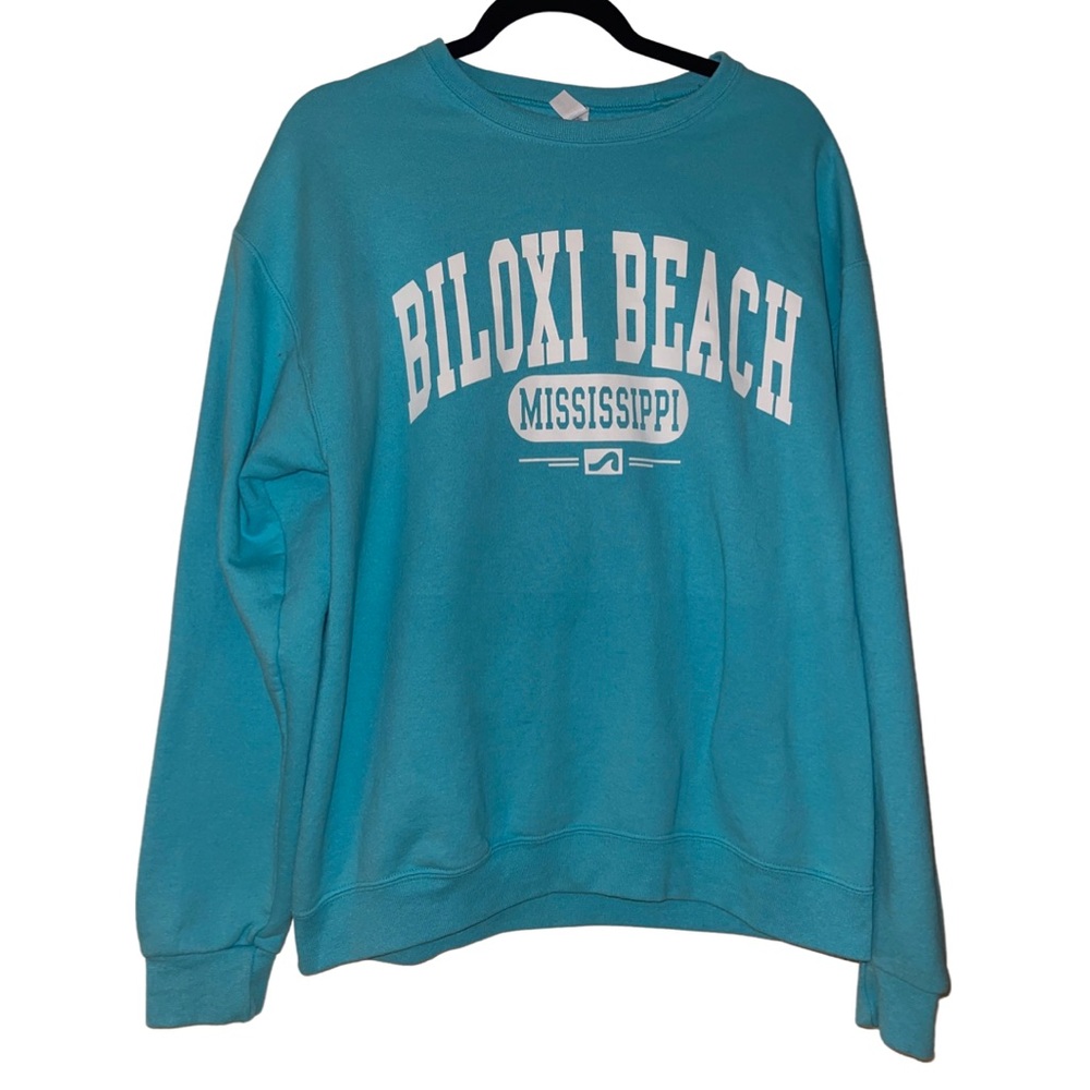 Biloxi Beach Mississippi Teal Blue Surf Style Sweatshirt